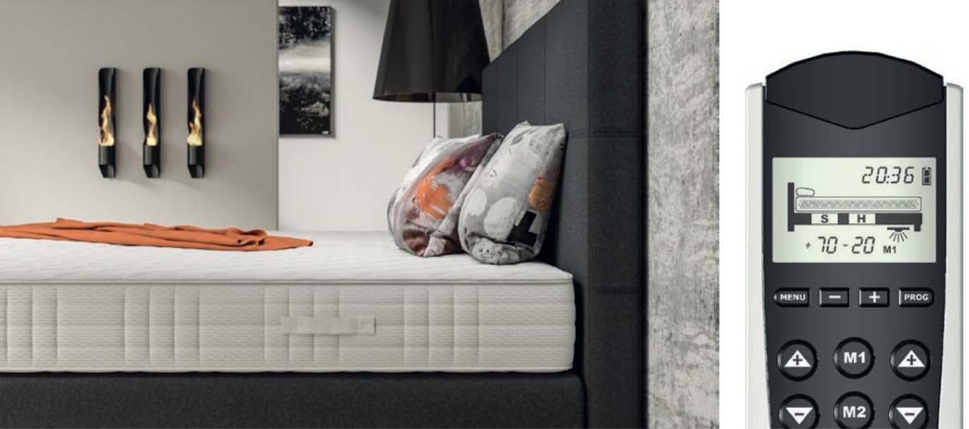 Fernbedienung mit Ausschnitt Bett Titel einstellbares Boxspringbett - BETTEN ZÜRI