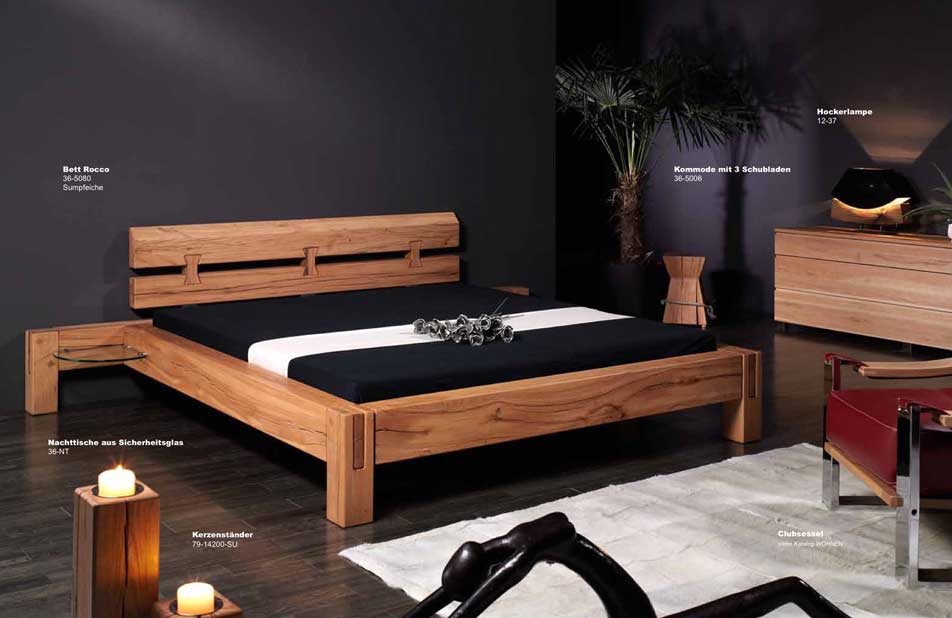 Holzbett Sumpfeiche massiv 180x200cm